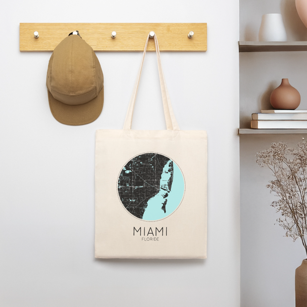 Tote Bag Miami Bio Coloris Clair – Plan de Miami - écru doux