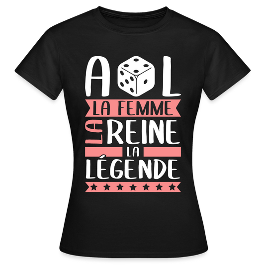 T-shirt femme Adèle rébus – La femme, la reine, la légende - noir