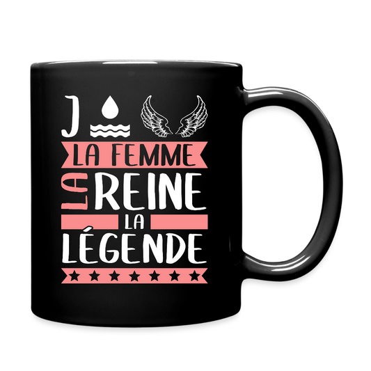 Mug uni Joëlle rébus – La femme, la reine, la légende - noir