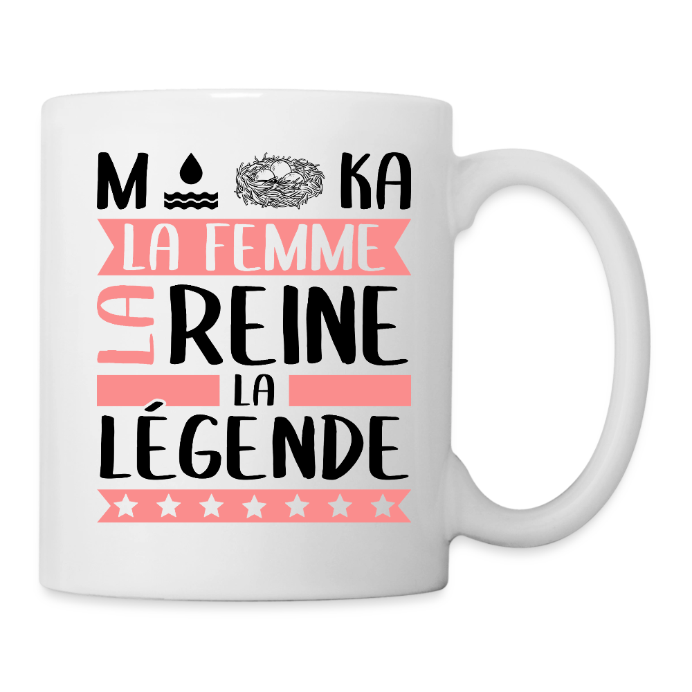 Mug blanc Monica rébus – La femme, la reine, la légende - blanc