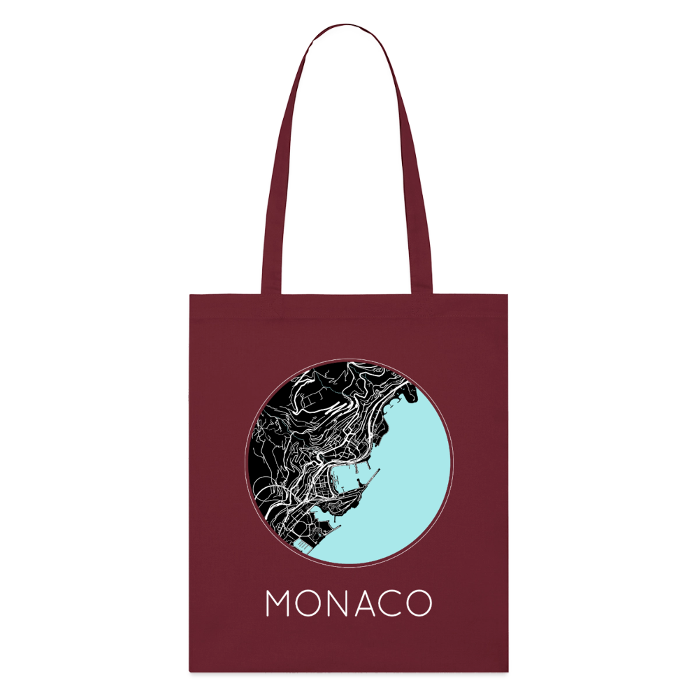 Tote Bag Monaco Bio – Plan de Monaco - bordeaux