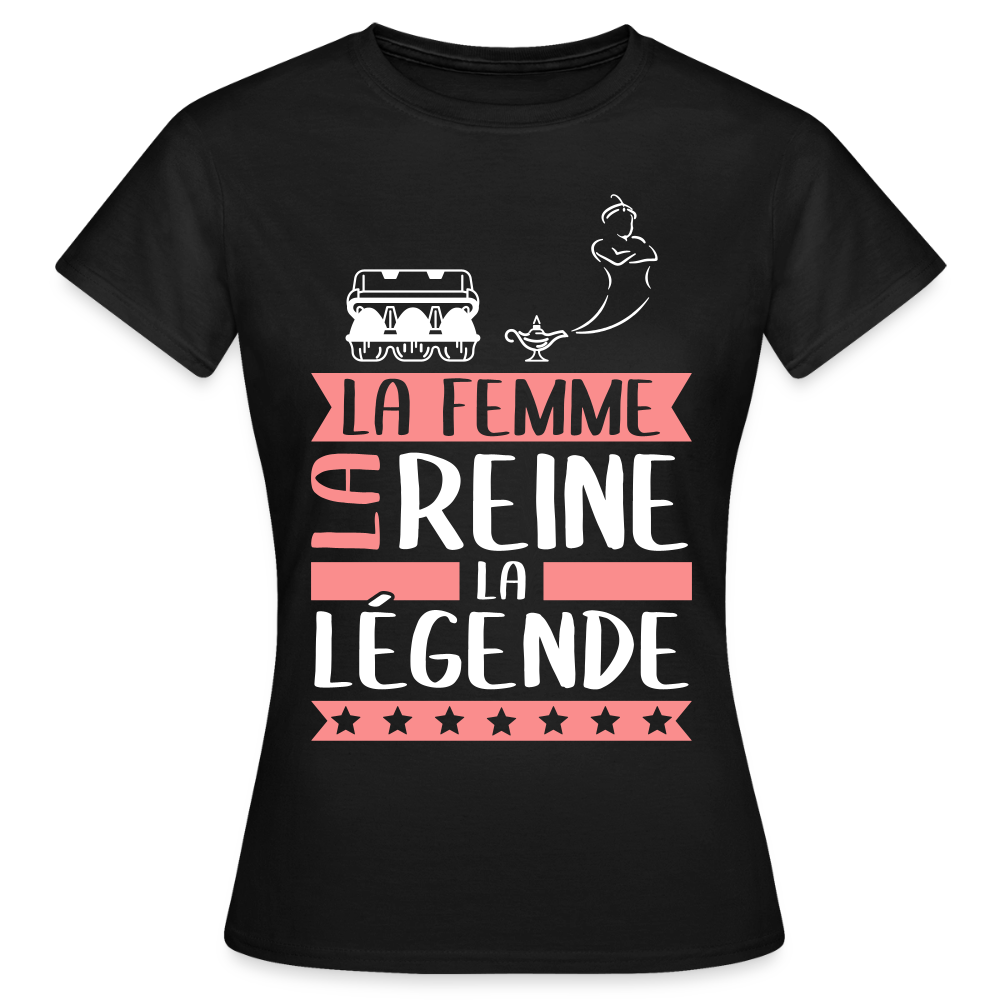 T-shirt femme Eugénie rébus – La femme, la reine, la légende - noir