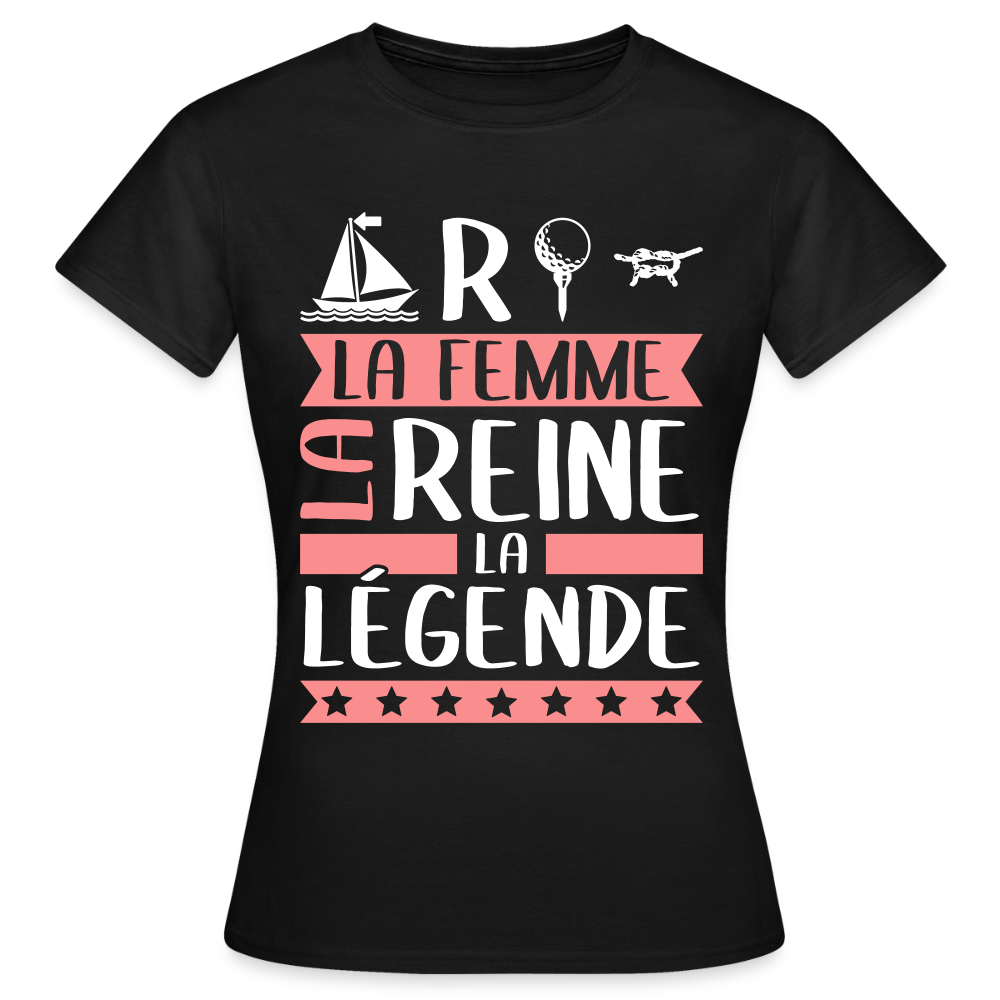 T-shirt femme Martine rébus – La femme, la reine, la légende - noir