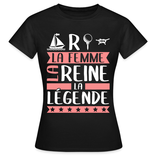 T-shirt femme Martine rébus – La femme, la reine, la légende - noir