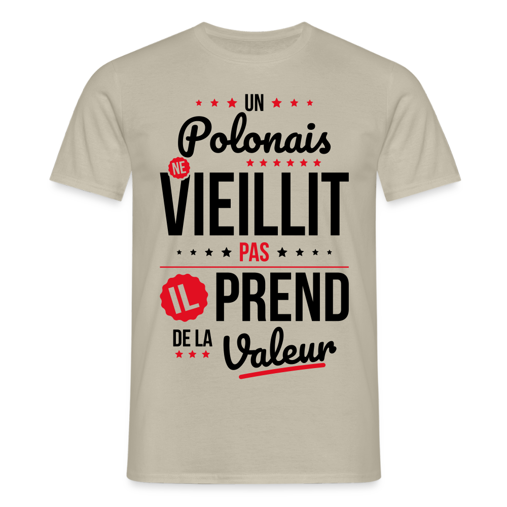 T-shirt Homme - Un Polonais ne vieillit pas - beige sable