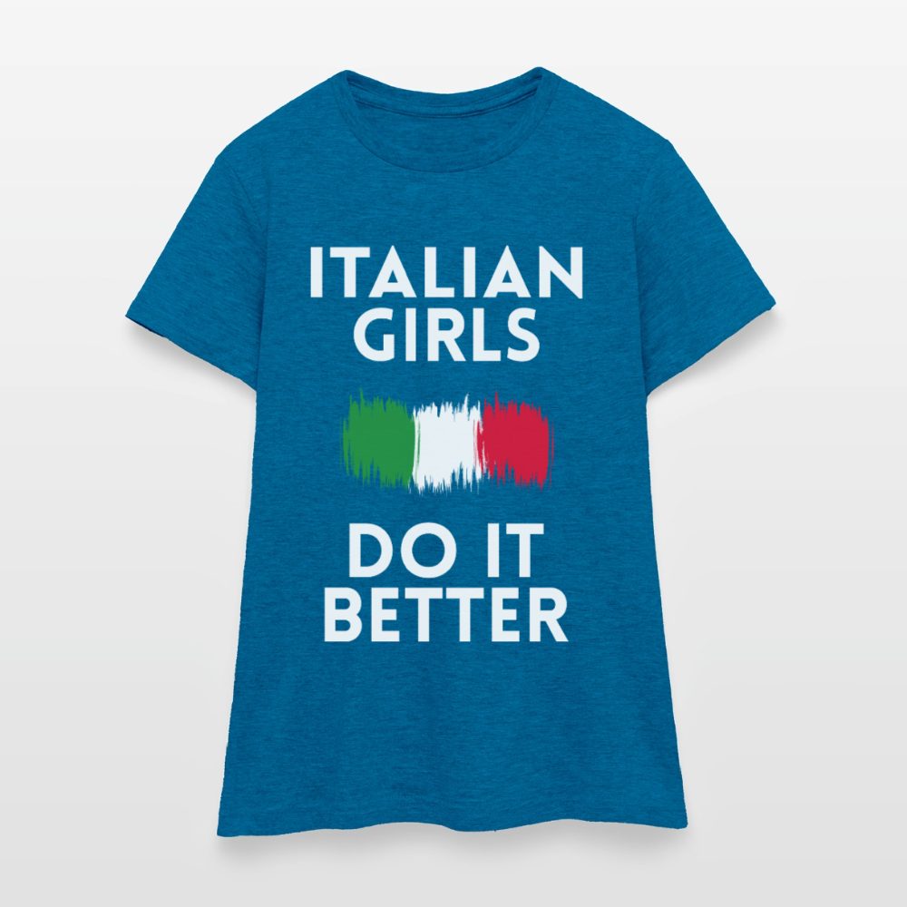 T-shirt femme - Italian Girls Do It Better - bleu saphir antique chiné