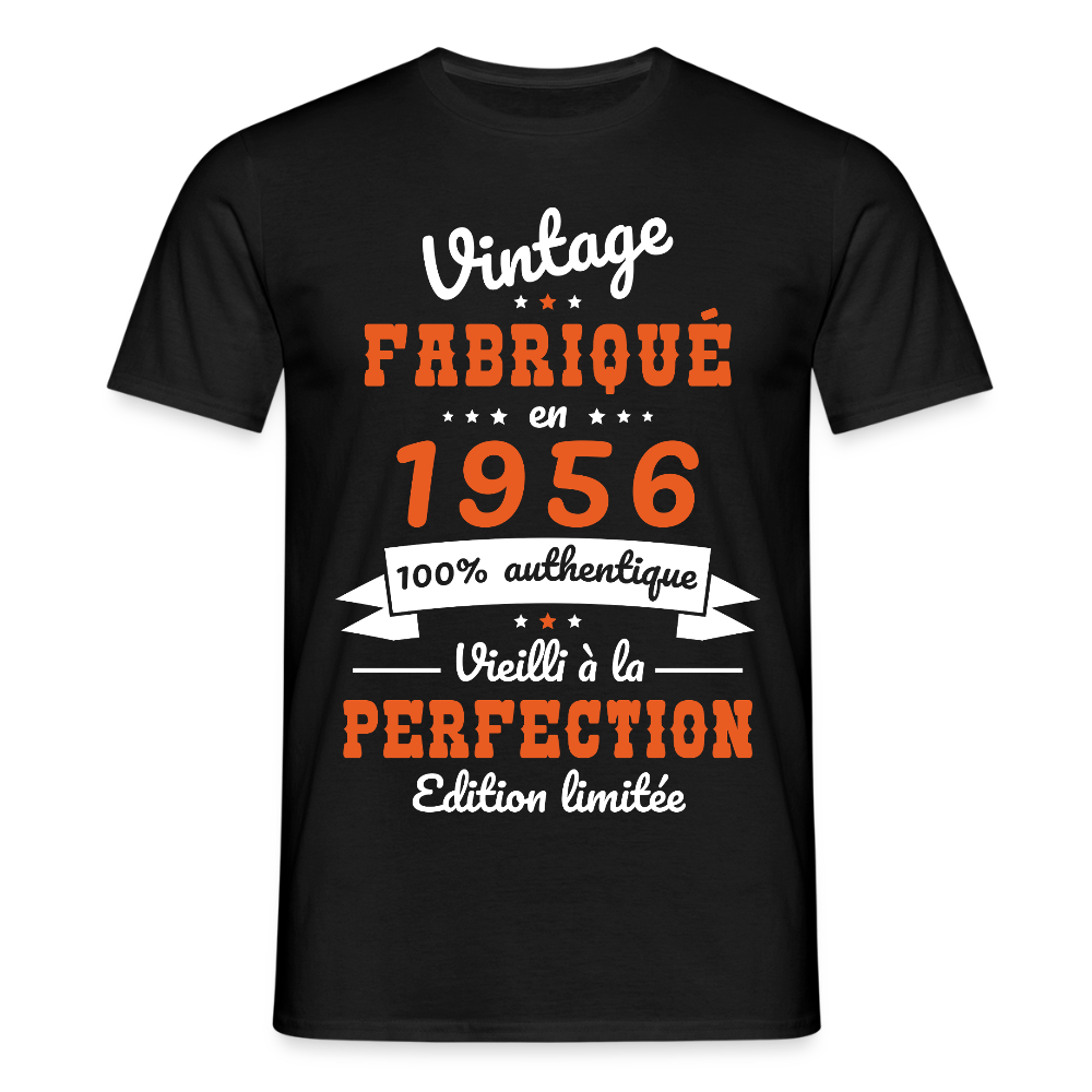 T-shirt anniversaire homme 70 ans – Vintage 1956 - noir