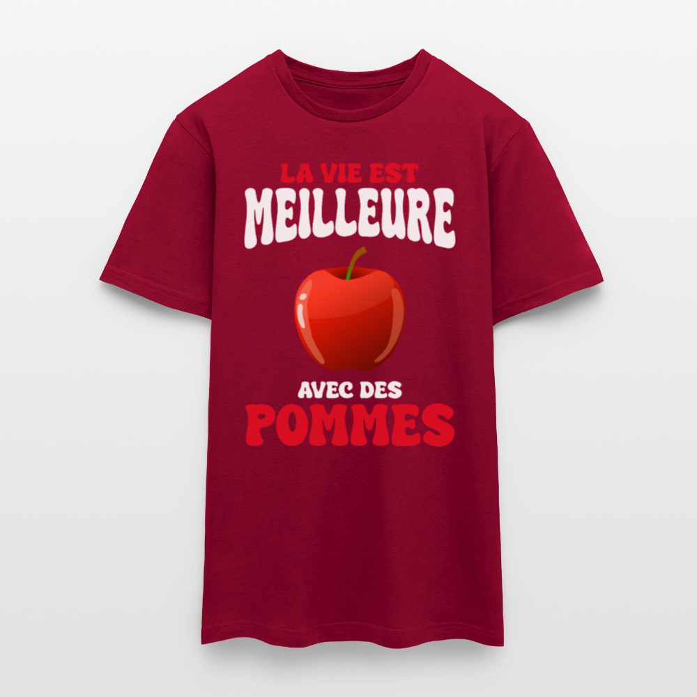 T-shirt Homme - La vie est meilleure avec des pommes - rouge brique