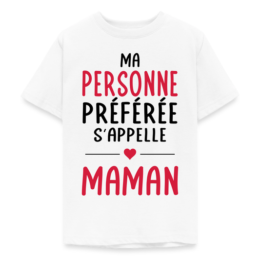 T-shirt ado coloris clair - Ma personne préférée s'appelle Maman - blanc