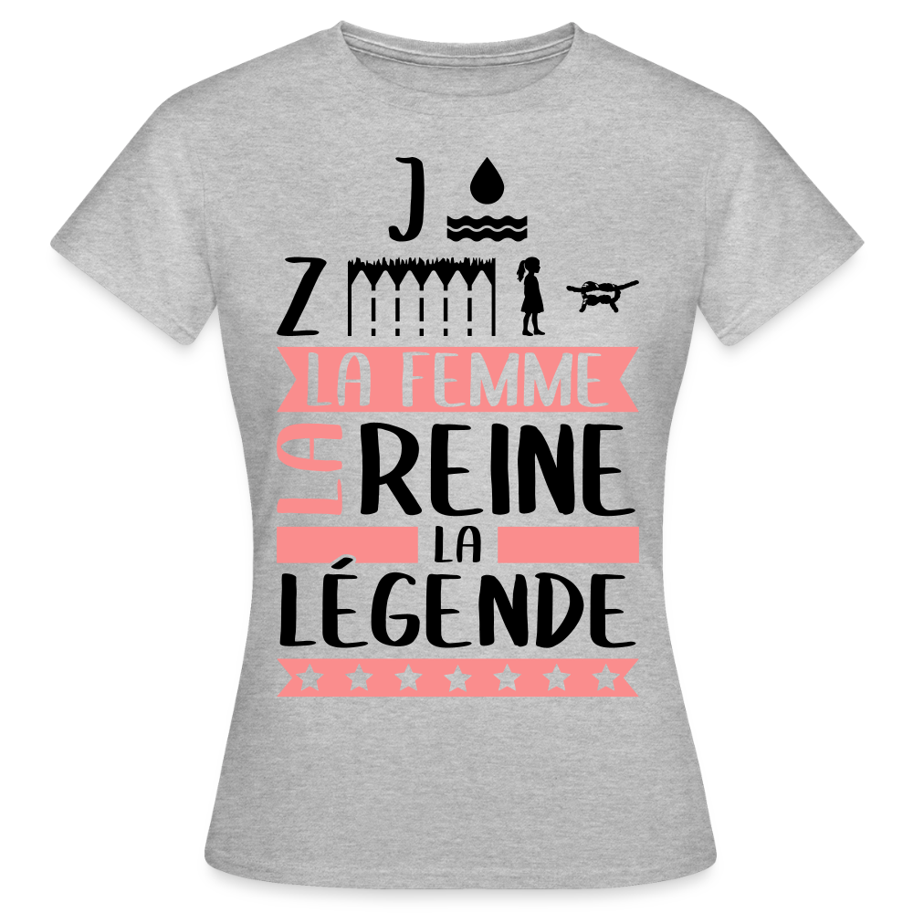 T-shirt femme coloris clair Joséphine rébus – La femme, la reine, la légende - gris chiné
