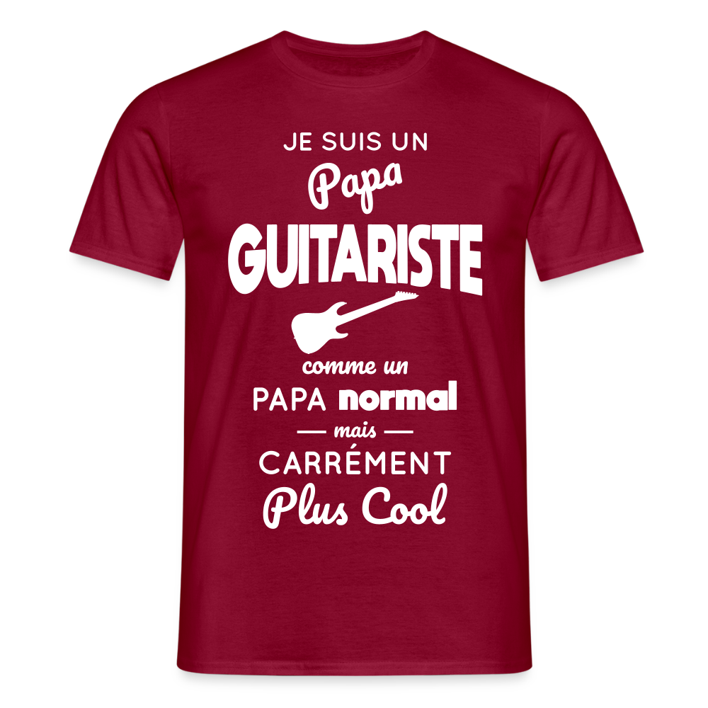 T-shirt Homme - Papa guitariste plus cool - rouge brique