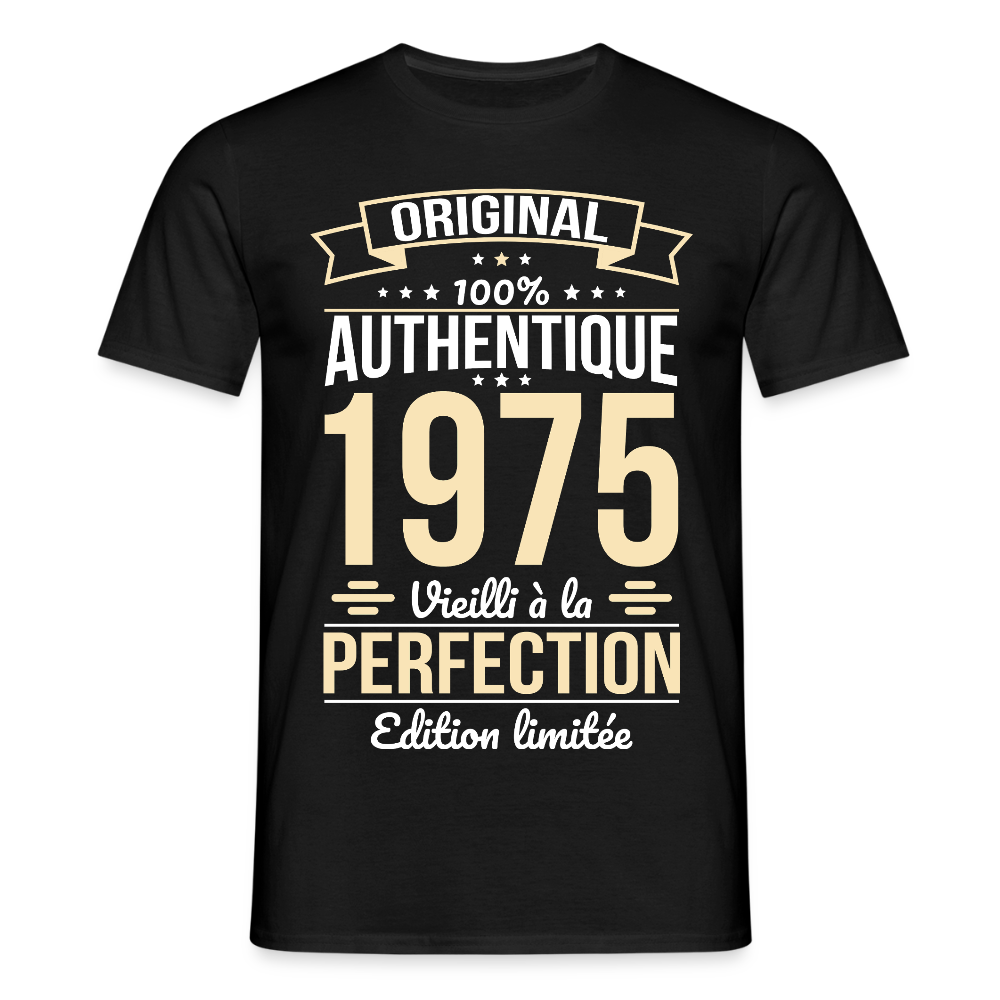 T-shirt anniversaire homme 50 ans – Original 1975 - noir