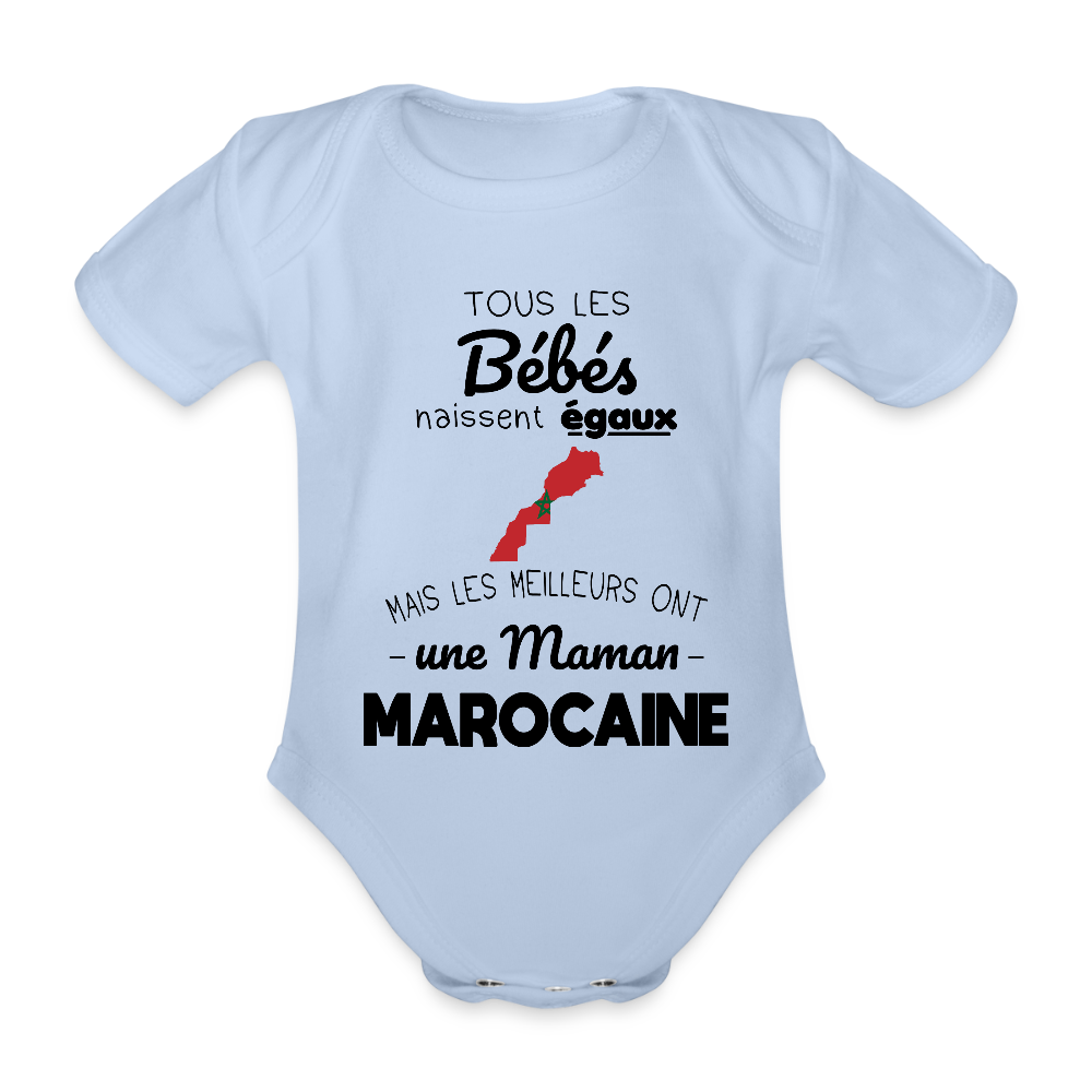 Body Bébé bio manches courtes - Les Meilleurs Ont Une Maman Marocaine - ciel