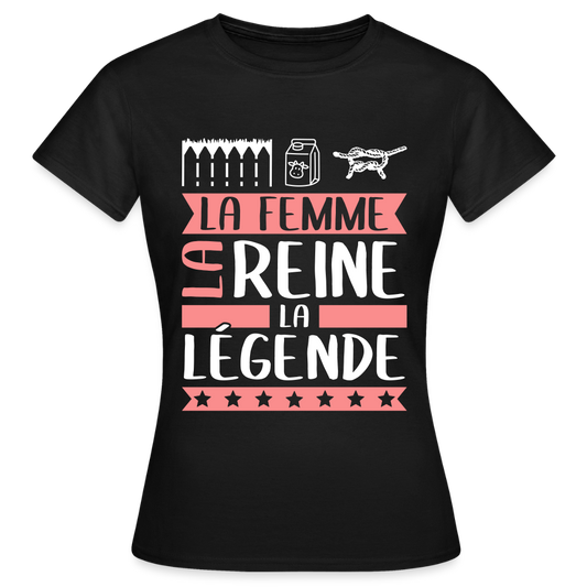 T-shirt femme Hélène rébus – La femme, la reine, la légende - noir