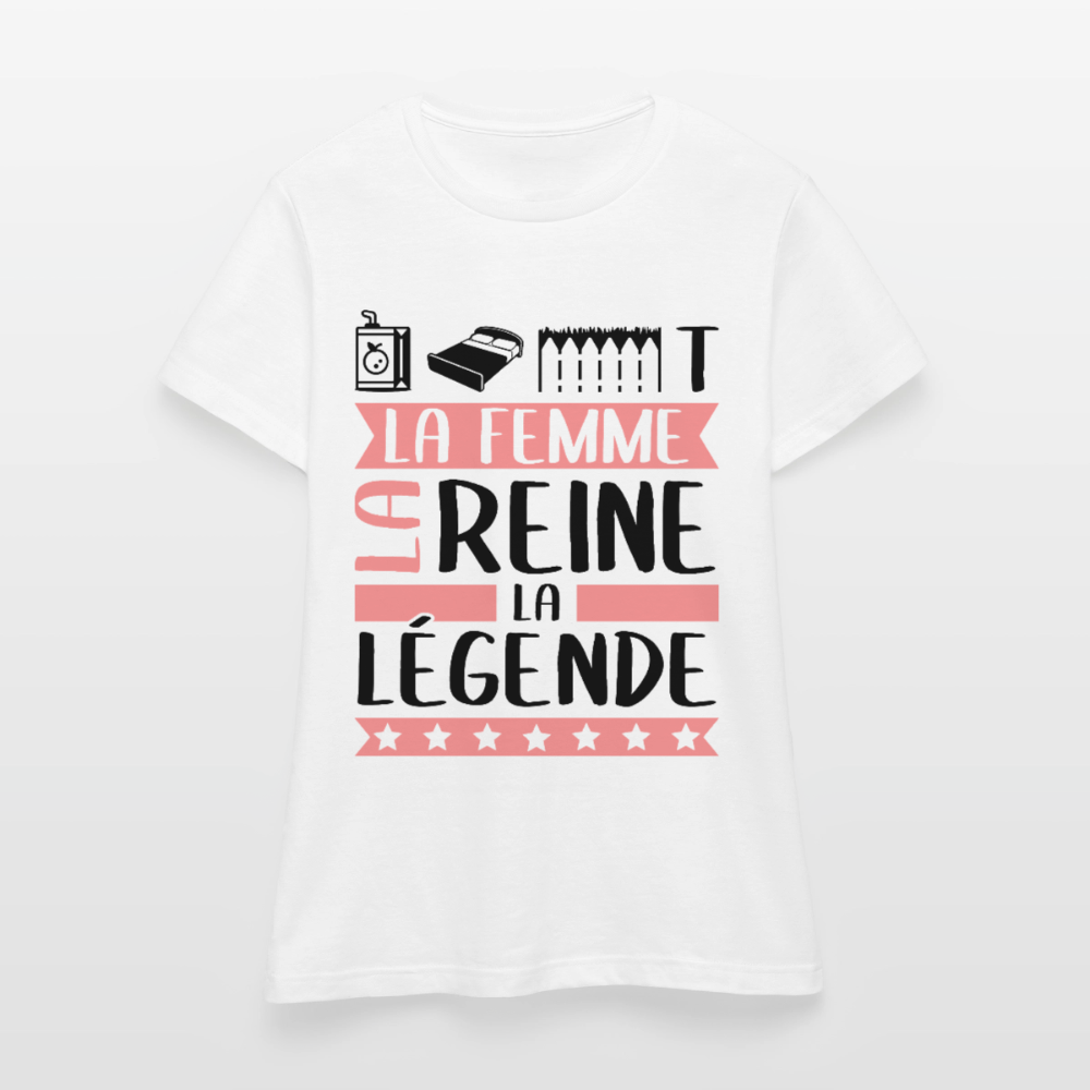 T-shirt femme coloris clair Juliette rébus – La femme, la reine, la légend - blanc