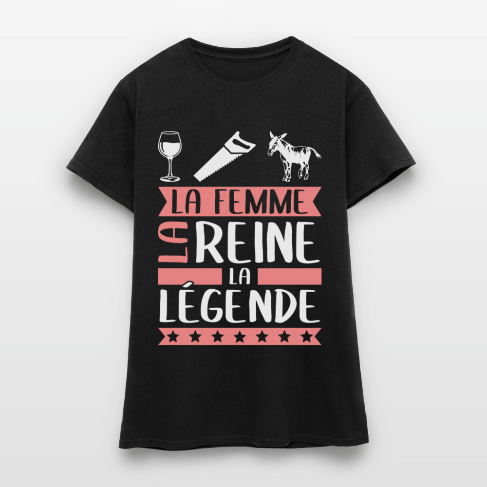 T-shirt femme Vinciane rébus – La femme, la reine, la légende - noir