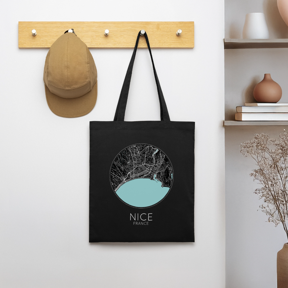 Tote Bag Nice Bio – Plan de Nice - noir