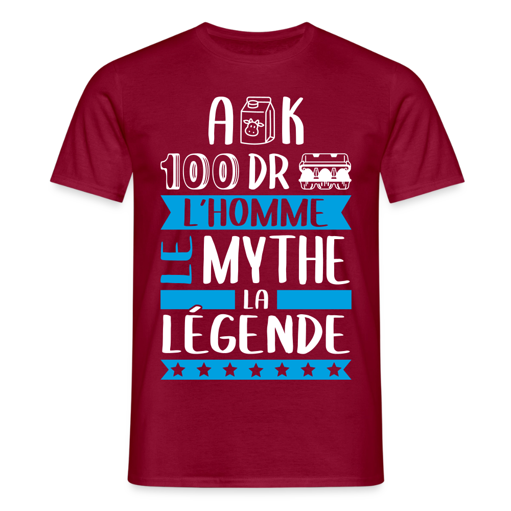 T-shirt homme Alexandre rébus – L’homme, le mythe, la légende - rouge brique
