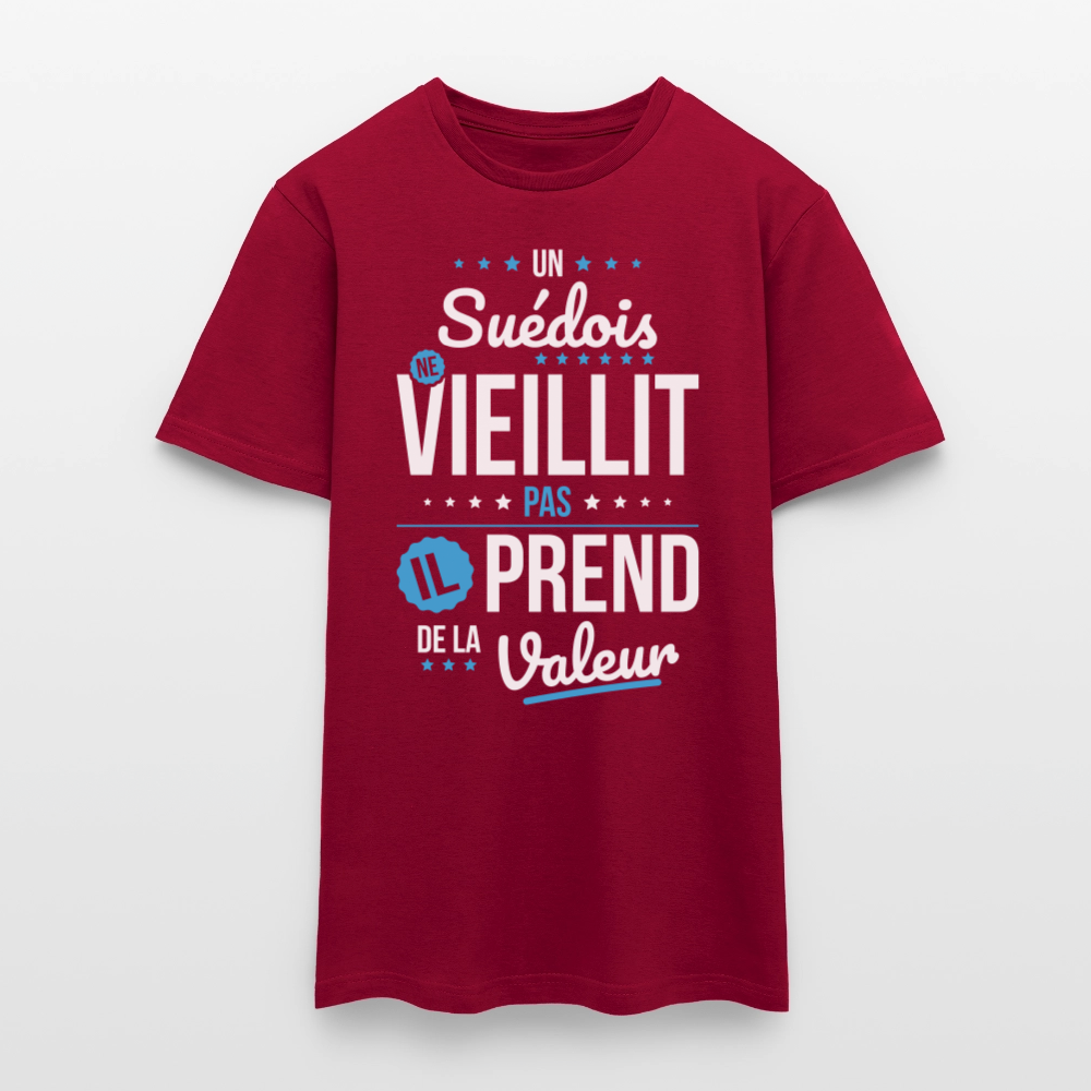 T-shirt Homme - Un Suédois ne vieillit pas - rouge brique