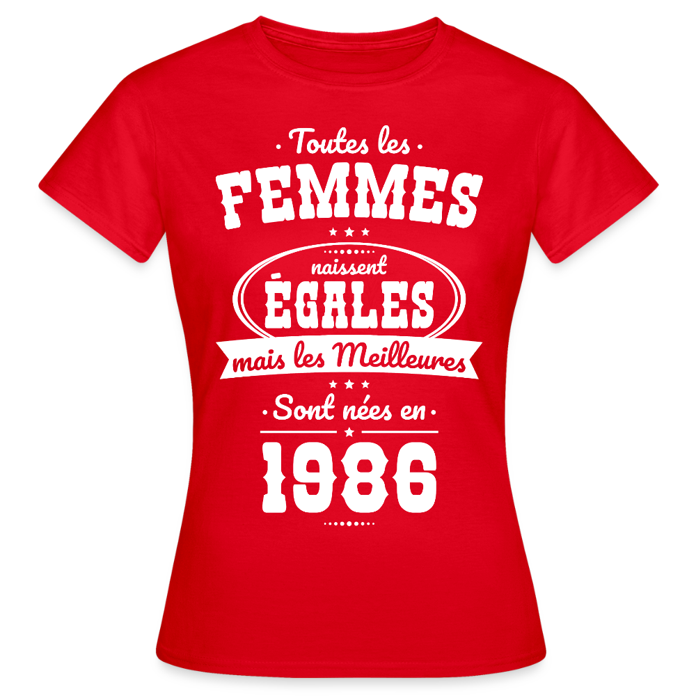 T-shirt anniversaire femme 40 ans – Les meilleures sont nées en 1986 - rouge