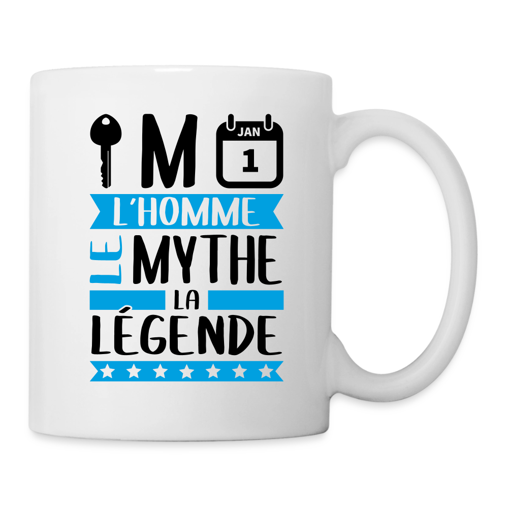 Mug blanc Clément rébus – L’homme, le mythe, la légende - blanc