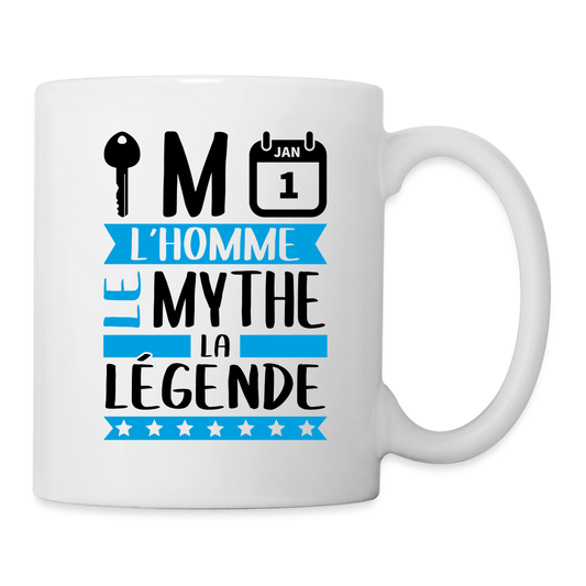 Mug blanc Clément rébus – L’homme, le mythe, la légende - blanc