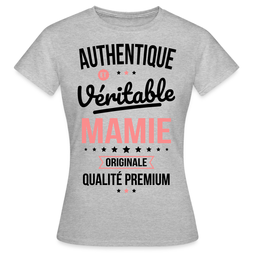 T-shirt Femme - Authentique et véritable Mamie - gris chiné
