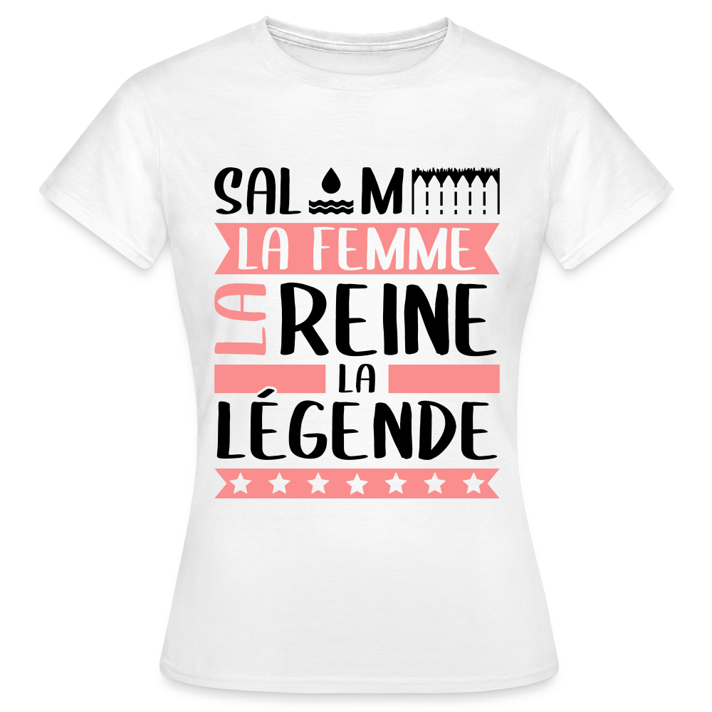 T-shirt femme coloris clair Salomé en rébus – La femme, la reine, la légende - blanc