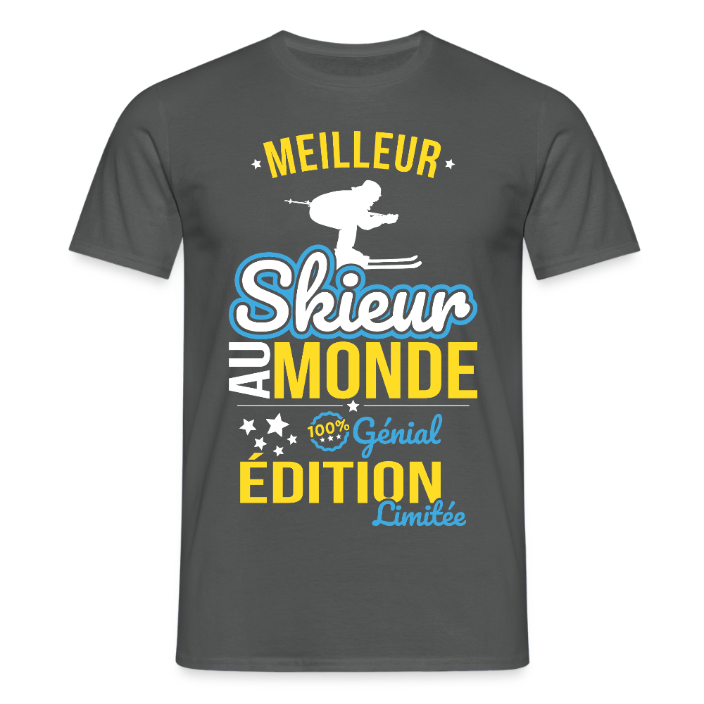 T-shirt Homme - Meilleur Skieur au monde - 100% génial - charbon