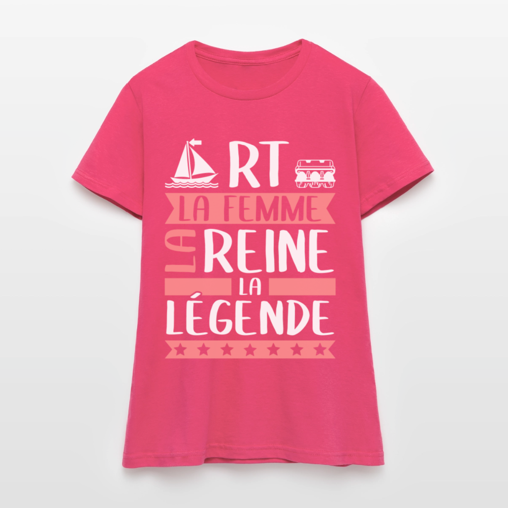 T-shirt femme Marthe rébus – La femme, la reine, la légende - rose azalée