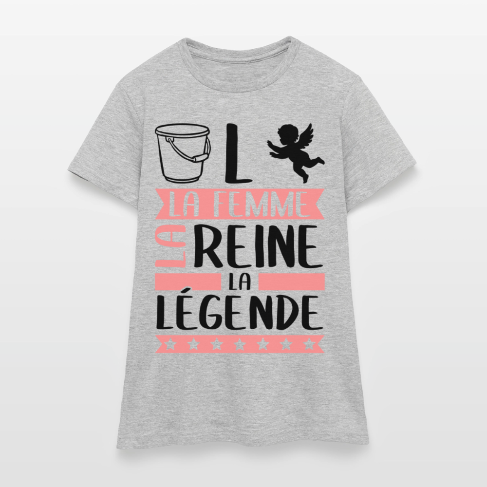 T-shirt femme coloris clair Solange en rébus – La femme, la reine, la légende - gris chiné