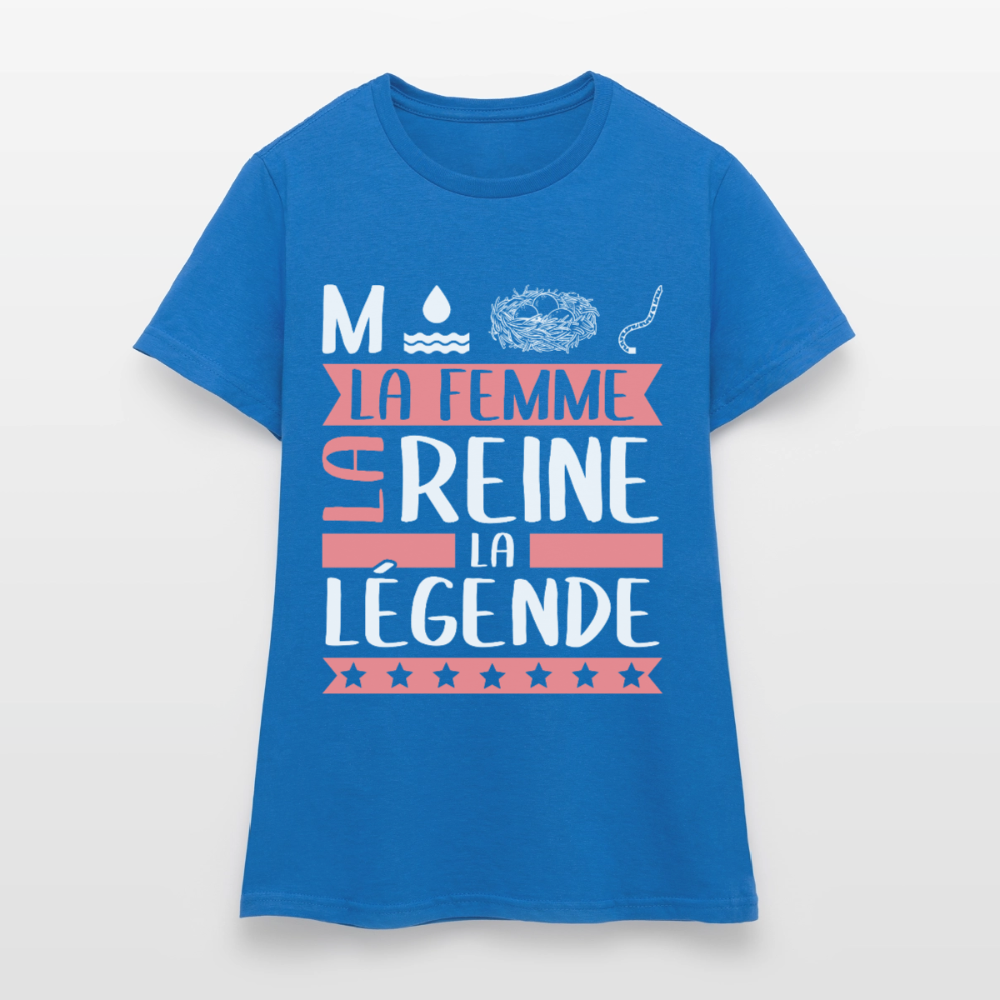 T-shirt femme Monique rébus – La femme, la reine, la légende - bleu royal