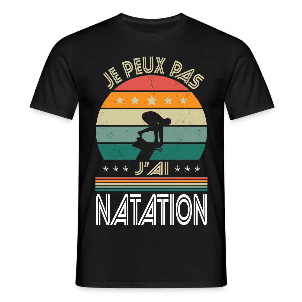 T-shirt Homme - Je peux pas j'ai Natation - noir