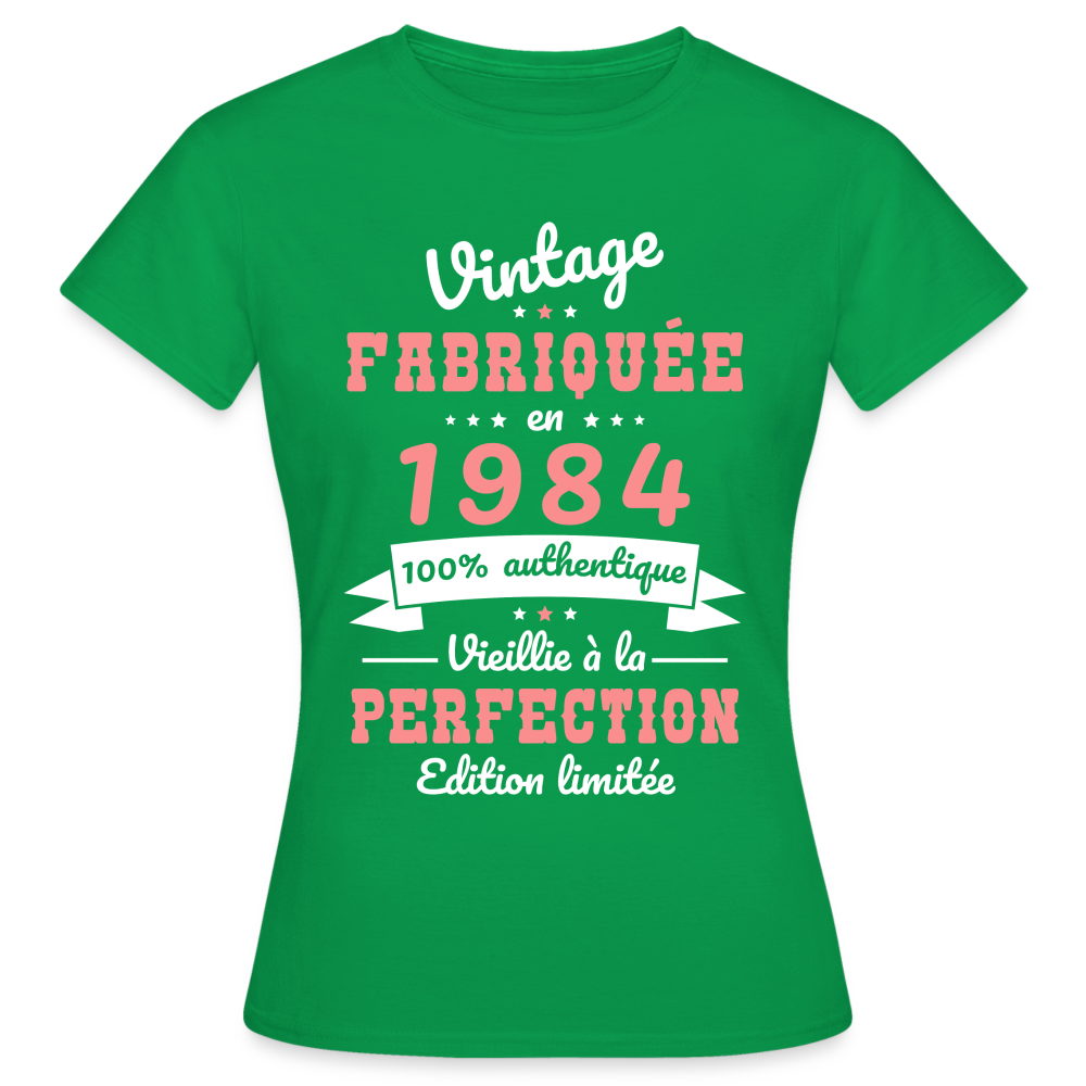 T-shirt Femme - Anniversaire 41 Ans - Vintage Fabriquée en 1984 - vert