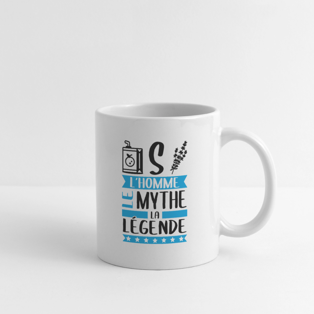 Mug blanc Justin rébus – L’homme, le mythe, la légende - blanc