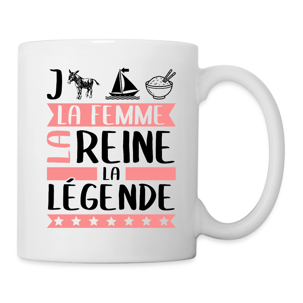 Mug blanc Jeanne-Marie rébus – La femme, la reine, la légende - blanc