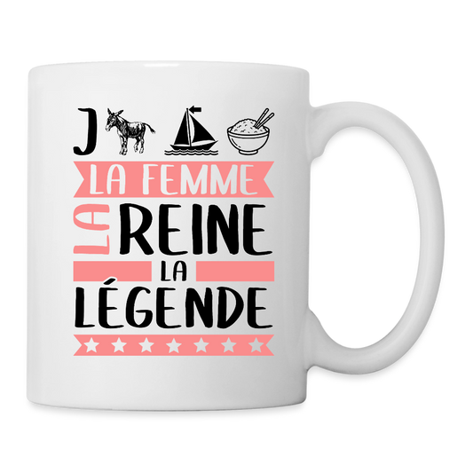 Mug blanc Jeanne-Marie rébus – La femme, la reine, la légende - blanc