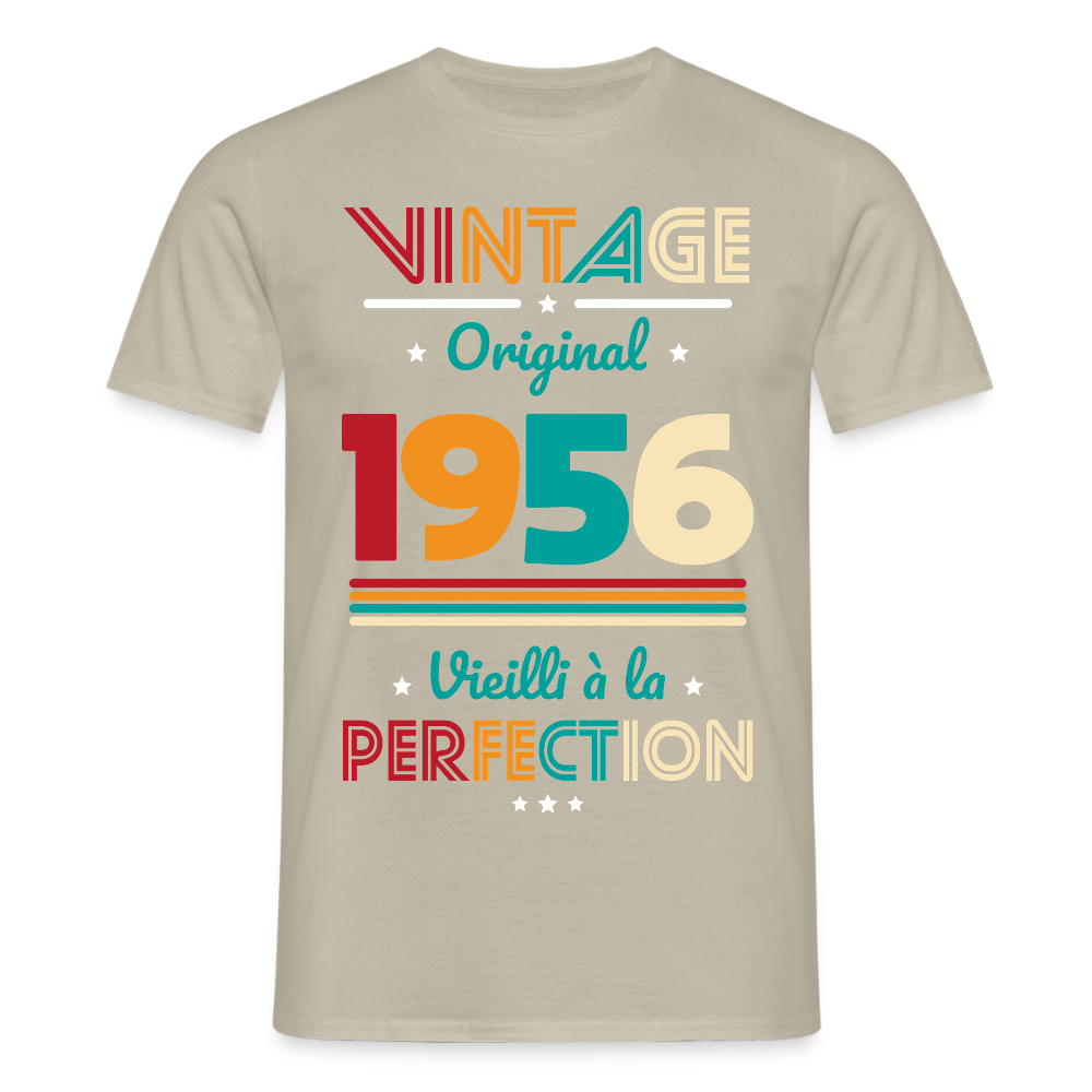 T-shirt anniversaire homme 70 ans – Vintage, original, 1956 - beige sable