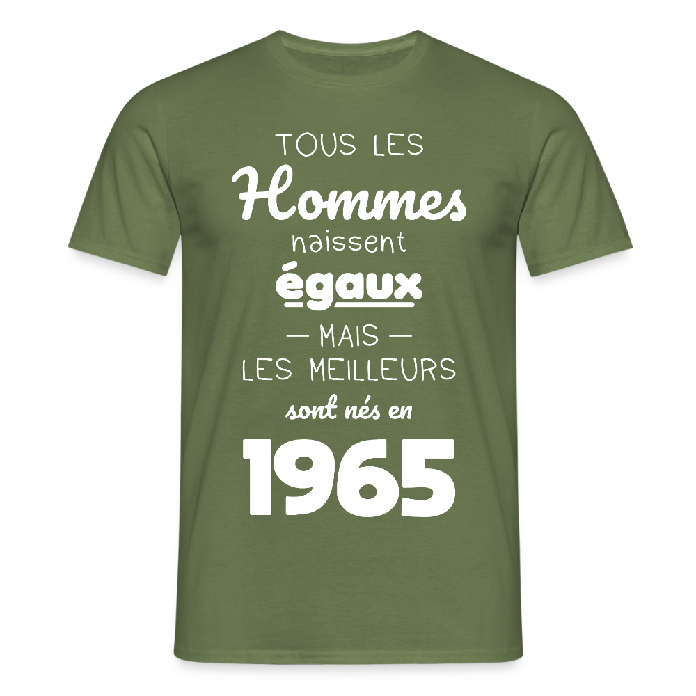 T-shirt Homme - Anniversaire 60 Ans - Les meilleurs sont nés en 1965 - vert militaire
