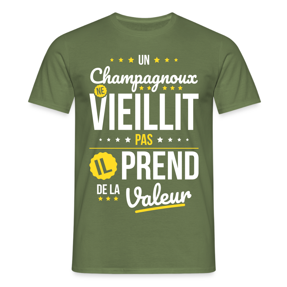 T-shirt Homme - Un Champagnoux ne vieillit pas - vert militaire