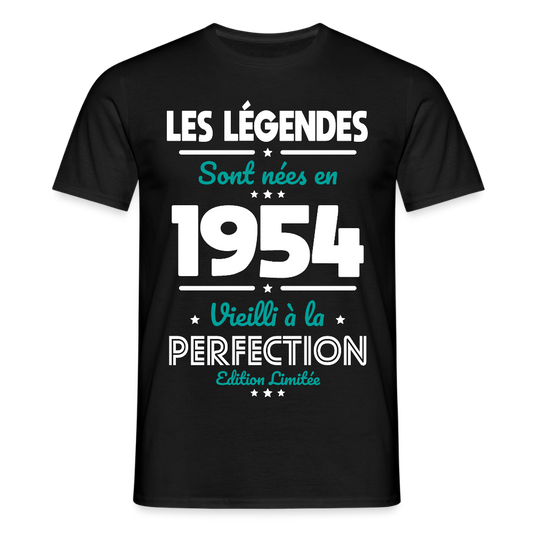T-shirt Homme - Anniversaire 71 Ans - Les Légendes sont nées en 1954 - noir