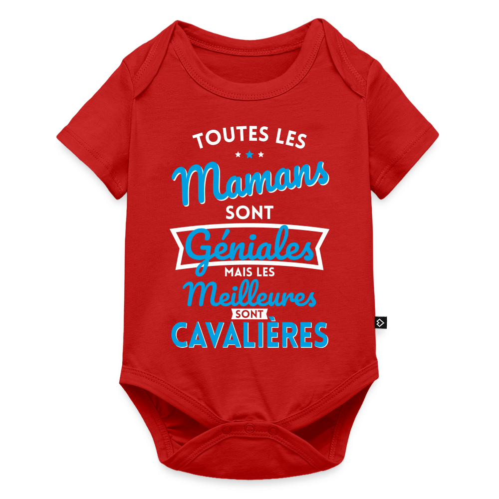 Body Bébé bio manches courtes - Mamans géniales - Les meilleures sont cavalières - rouge
