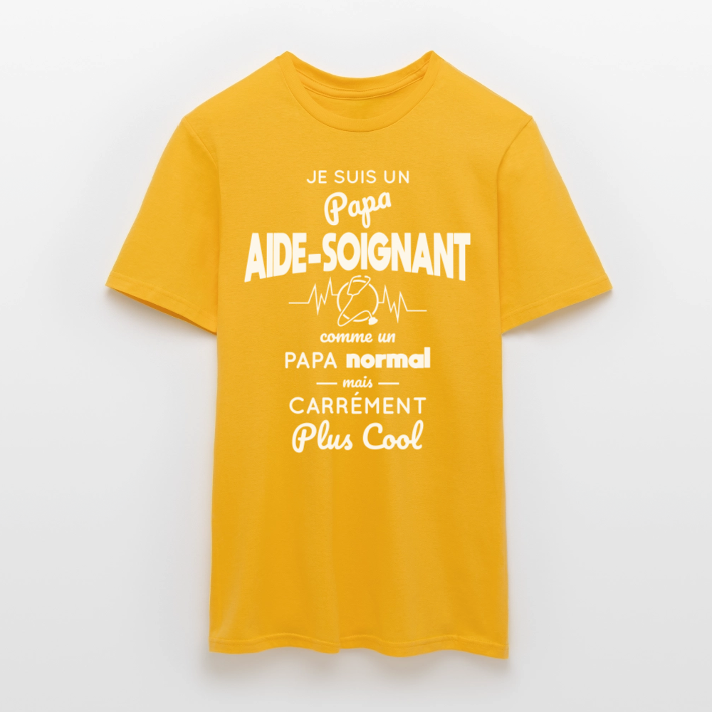 T-shirt Homme - Papa aide-soignant plus cool - jaune