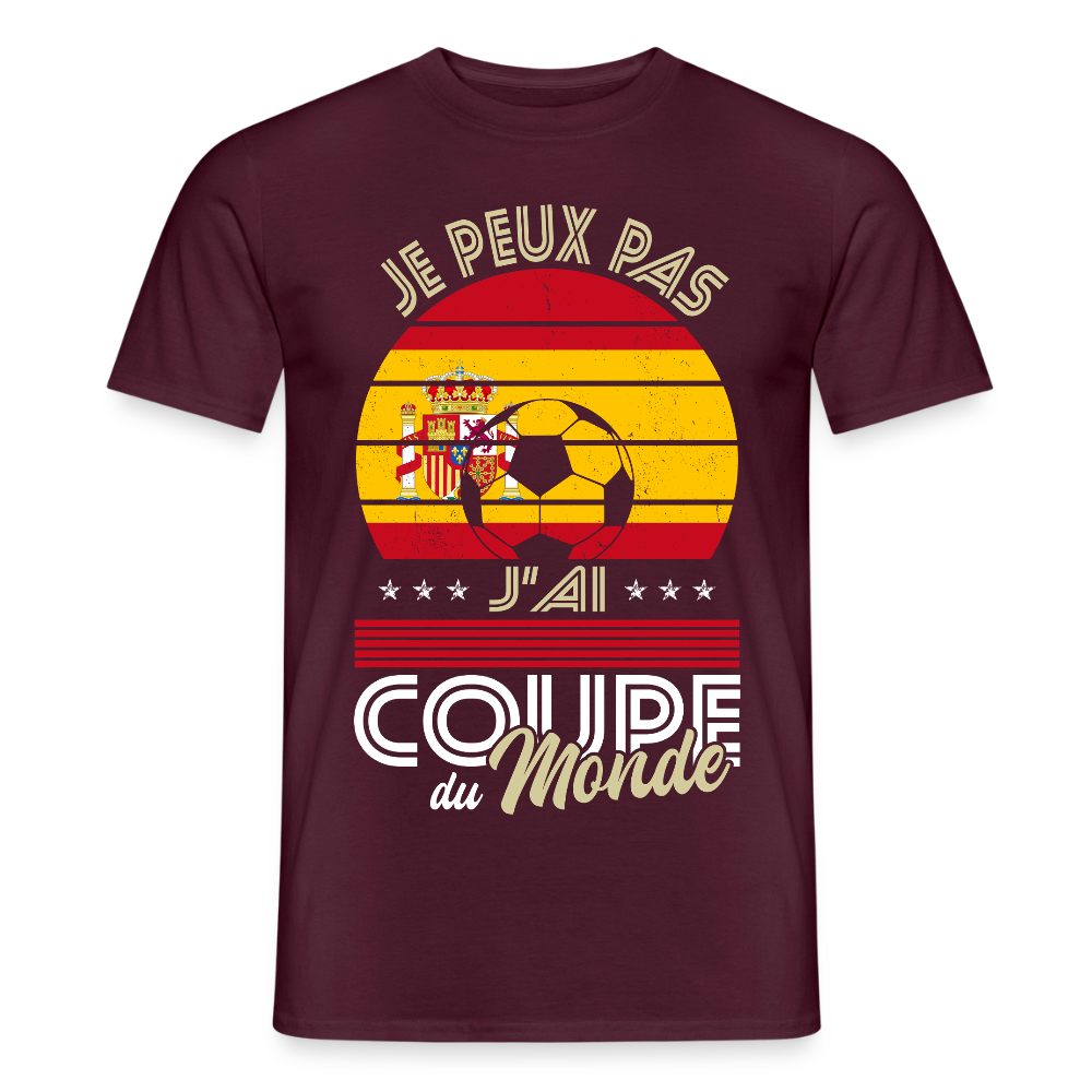 T-shirt Homme - Je peux pas j'ai Coupe du Monde - Espagne - rouge brique