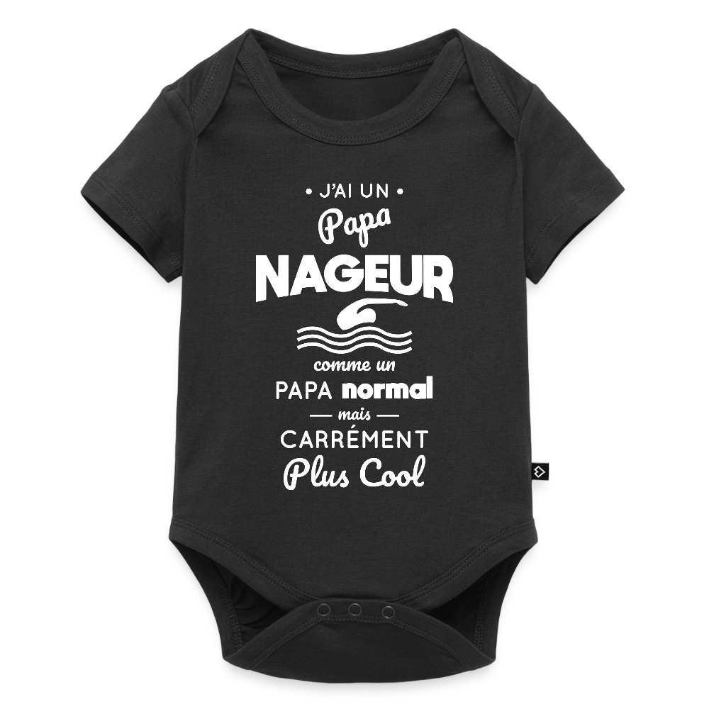 Body Bébé bio manches courtes - J'ai un papa nageur - noir