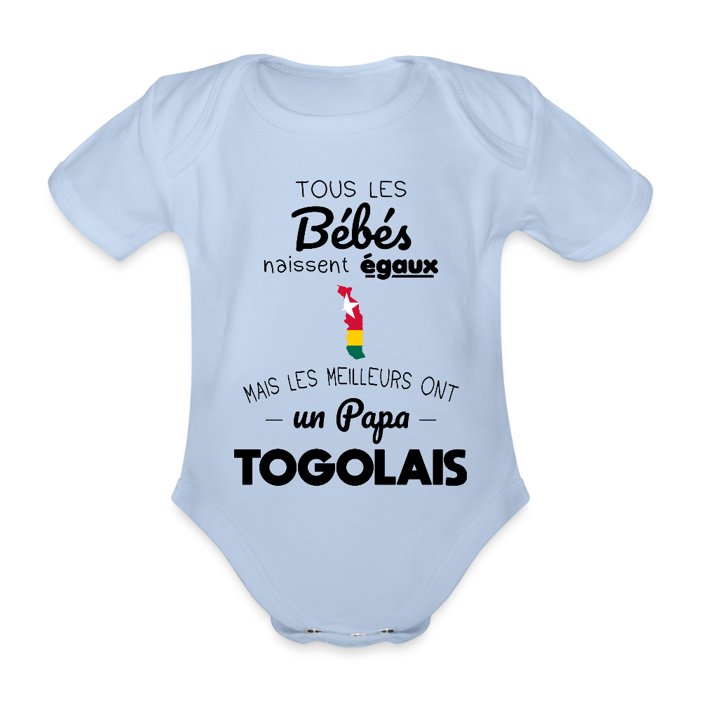 Body Bébé bio manches courtes - Les Meilleurs Ont Un Papa Togolais - ciel