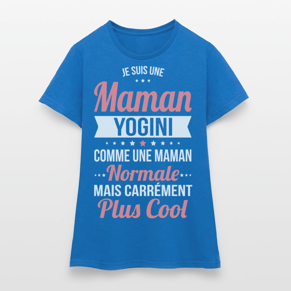 T-shirt Femme - Maman yogini plus cool - bleu royal