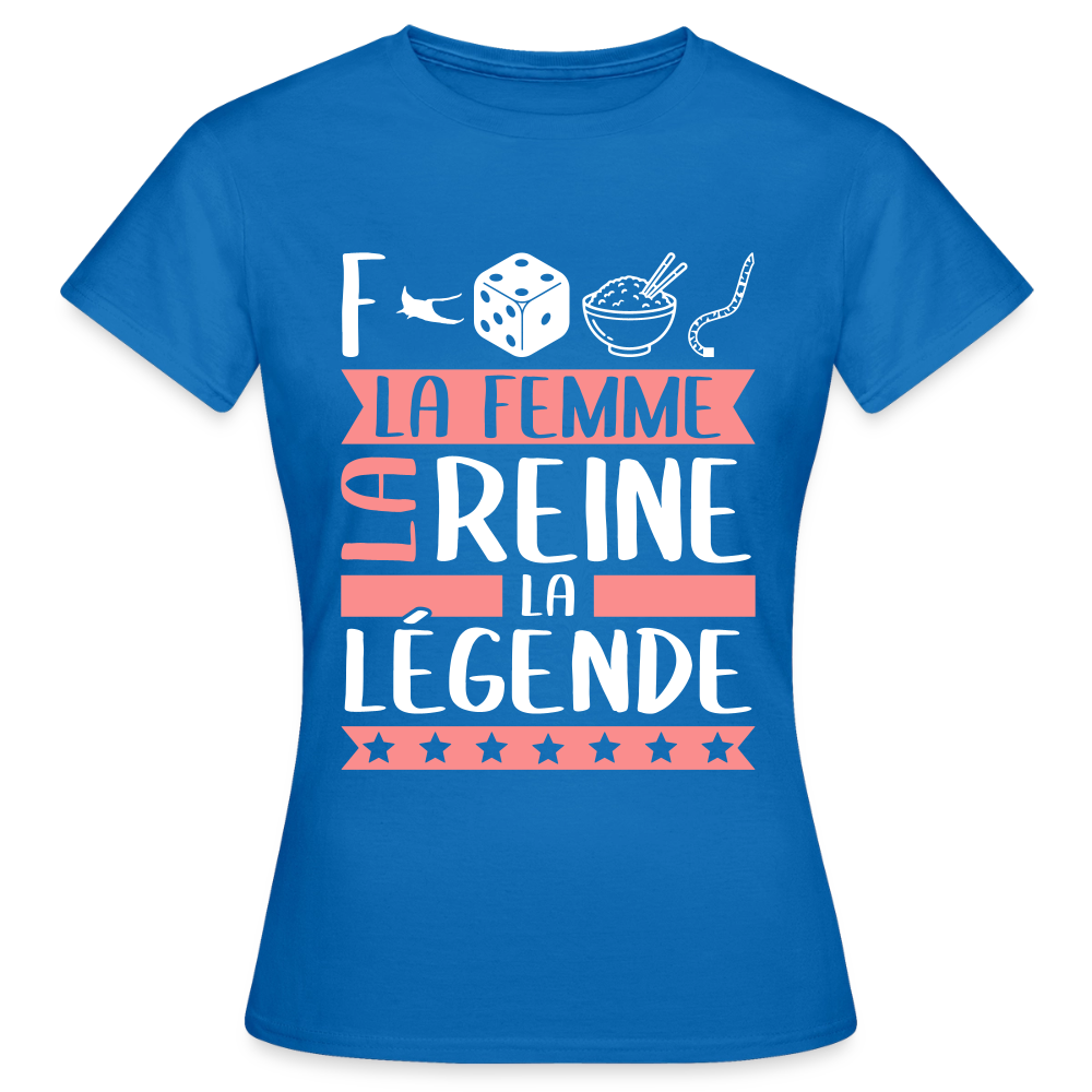 T-shirt femme Frédérique rébus – La femme, la reine, la légende - bleu royal