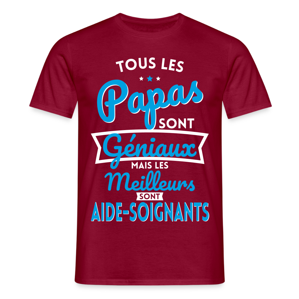 T-shirt Homme - Papas géniaux - Les meilleurs sont aide-soignants - rouge brique