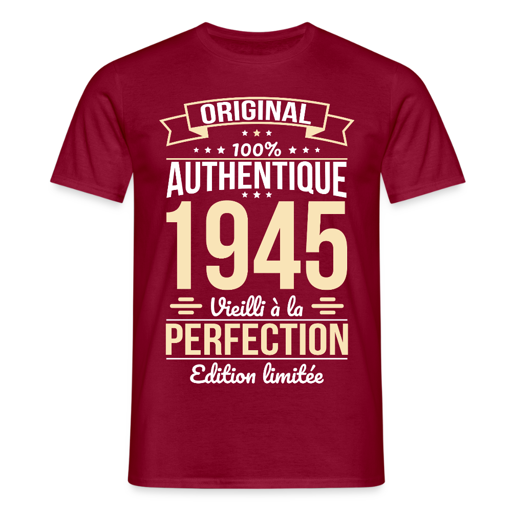 T-shirt Homme - Anniversaire 80 Ans - Original 1945 - rouge brique